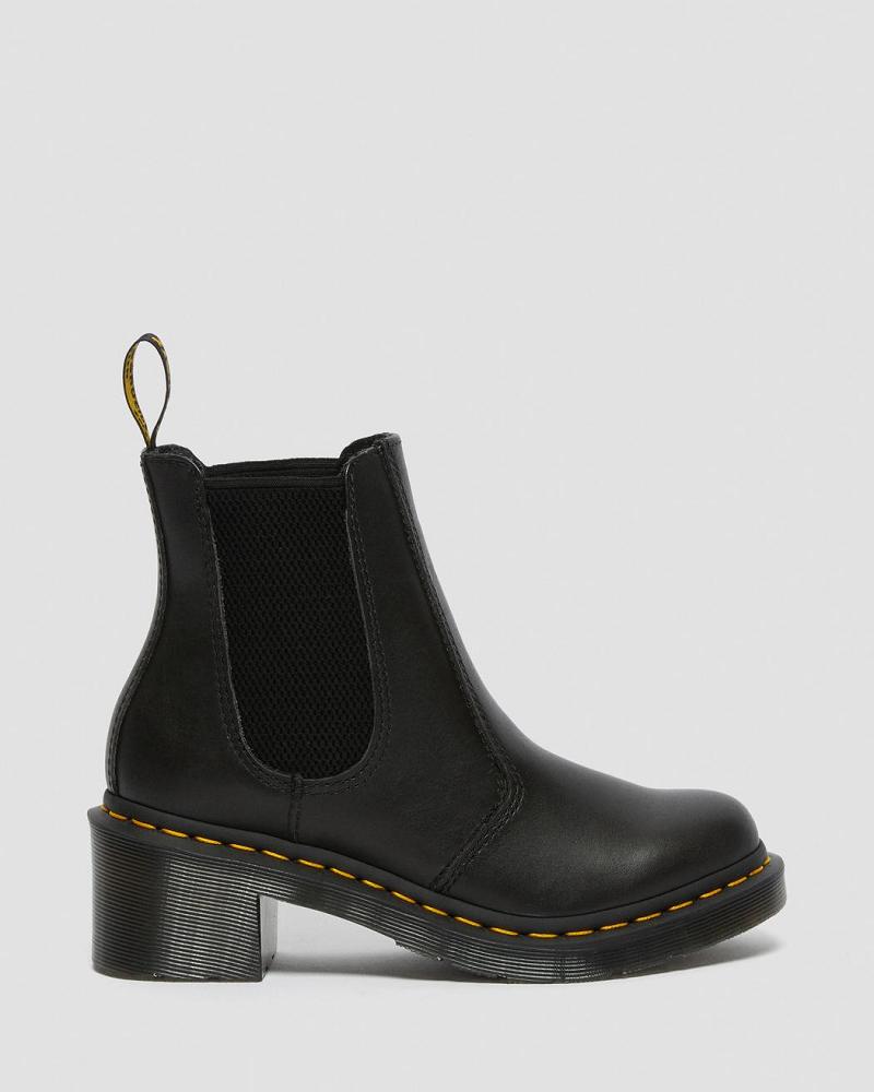 Women's Dr Martens Cadence Leather Heeled Chelsea Boots Black | AU 123ZUT